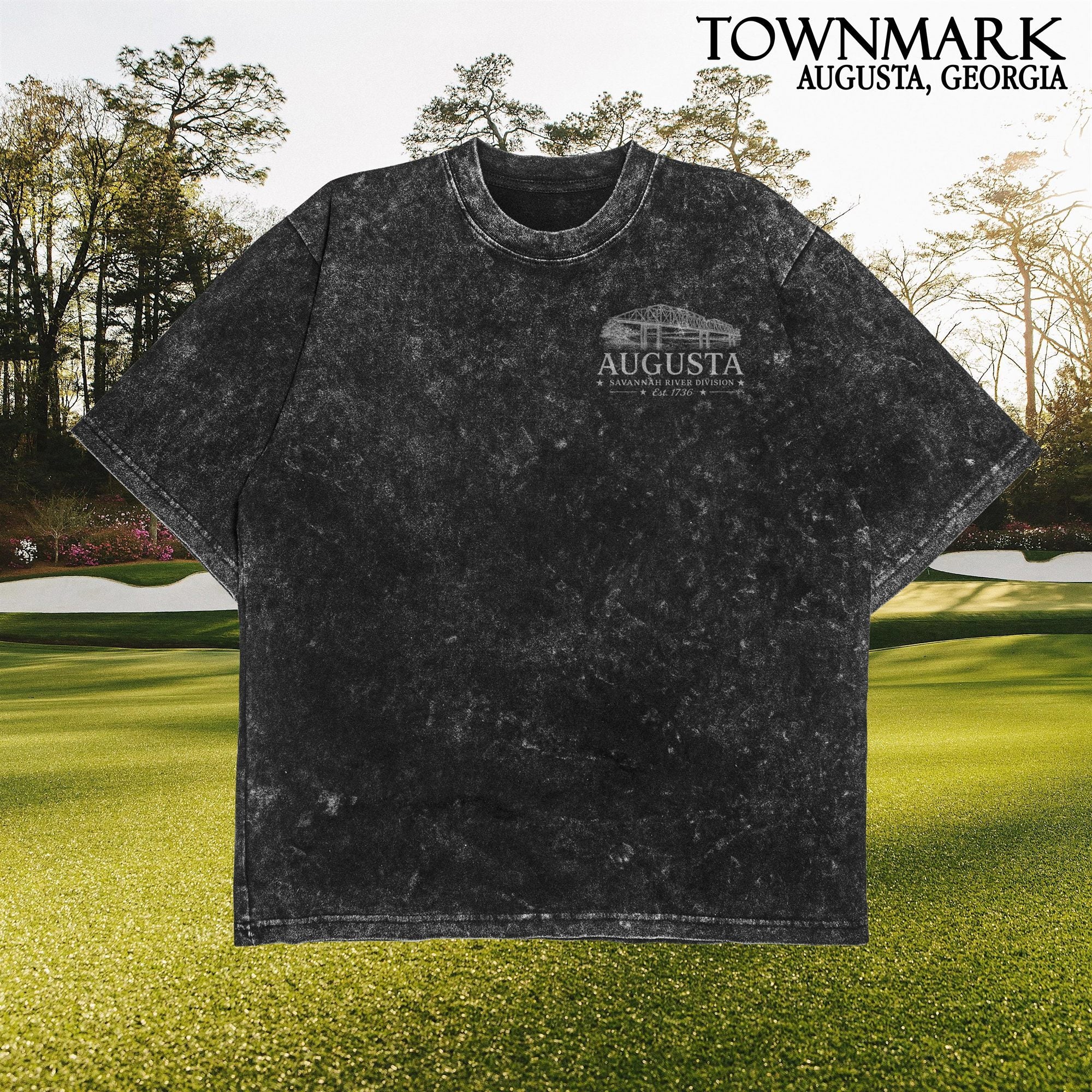 The Augusta T-shirt in Cement — garment-dyed heavyweight tee, Augusta Georgia — front