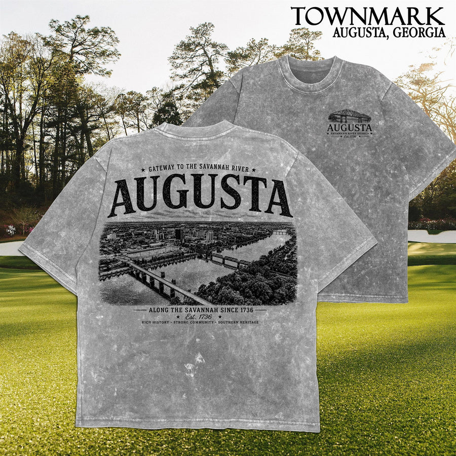 The Augusta T-shirt — Cement (Front & Back)